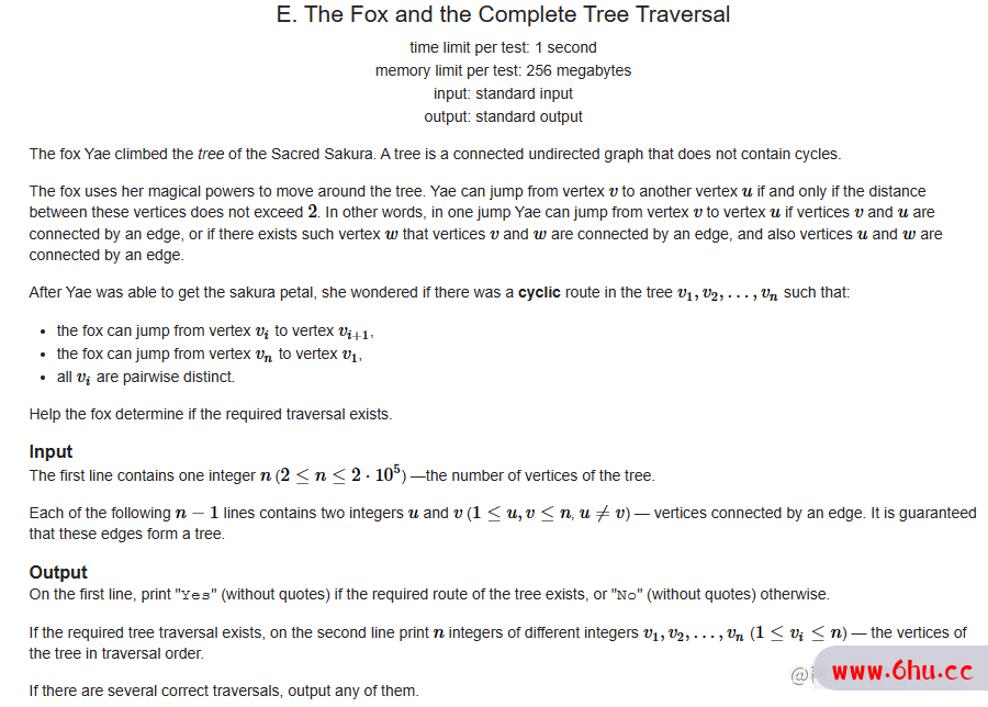 【Codeforces】CF Round 866 (Div. 2) E.The Fox and the Complete Tree Traver | 树